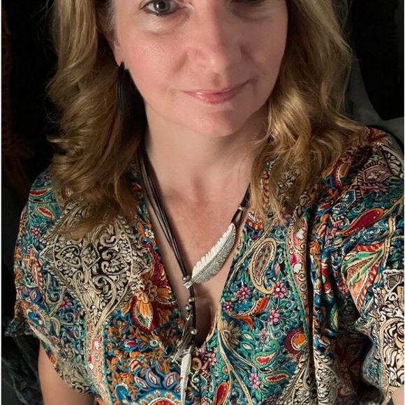 Bohemian Summer Western Feather Charm Medallion Cord Statement Necklace Choker - Picture 6 of 6